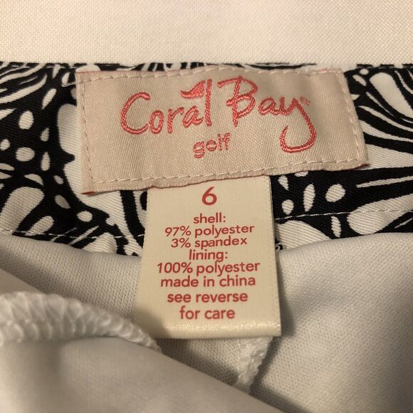 Coral Bay Golf Skirt Women Sz 6 Black White Floral Print Shorts Skort Athleisure - Picture 8 of 12